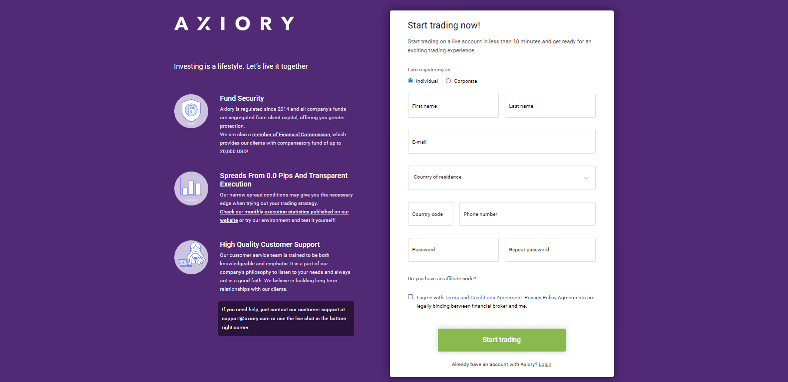 Axiory Review account opening process Axiory Review account opening process